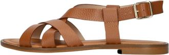 Stefano Lauran 22757 Platte Sandalen - Dames - Sandalen - Bruin - 37 EU - Leer - Schoenen