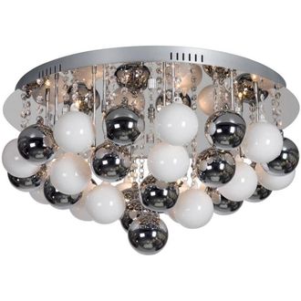 Netlighting Spoetnik 15 Light Glass & Crystal Ceiling Light Chrome in Grey