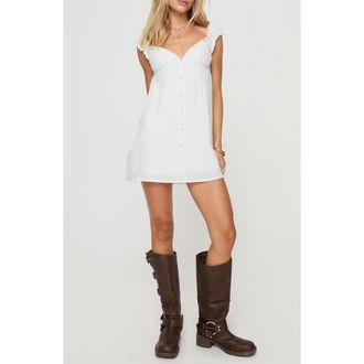 Princess Polly Wittek Cotton Minidress in White at Nordstrom, Size 12