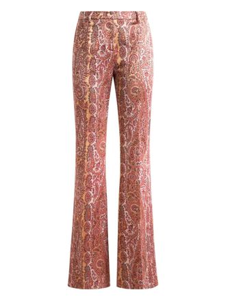 Etro flared jacquard paisley-foliage trousers - Rosso