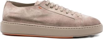 Santoni Suede Sneaker - Heren - Sneakers - Beige - 40 1/2 EU - Leer - Schoenen