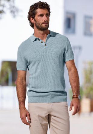 John Devin Poloshirt JOHN DEVIN - Strick Poloshirt, Regular fit, Herren, Gr. XXL, blau, Strick, Obermaterial: 100% Baumwolle, regular fit normal, Rundhals, Ripps