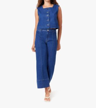 Habitual Denver Pintuck Crop Denim Pant In Cornflower Blue