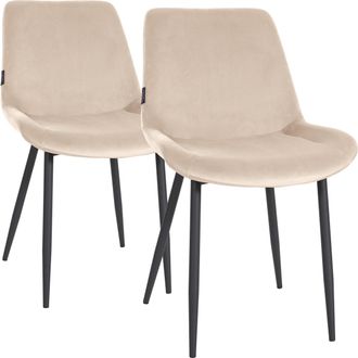 Clp Clp - Set De 2 Sillas De Comedor Victoria En Terciopelo Crema