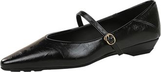 Generic Womens Pump Slip-on Wedge Heel Casual Shoes Buckle Effortlessly Pairs with Trousers, Skirts or Professional Attire-Numeric_8_Point_5 Black