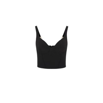 Elisabetta Franchi Sleeveless Tops, female, Black, Size: XS Bustier Top