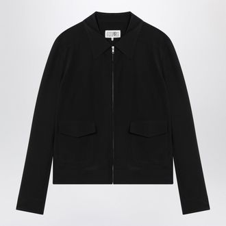 Maison Margiela Black Zip Up Silk Jacket