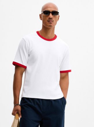 Jack & Jones Mens Contrast-edging ribbed T-shirt
