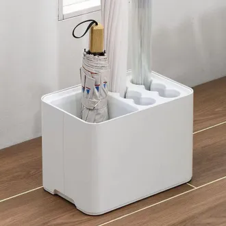 OEM Parag&uuml;ero Blanco Con Bandeja Recogegotas - Capacidad Para 10 Paraguas, Compacto Y Decorativo