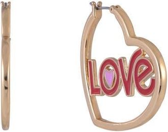 Hallmark Gold Tone Heart Shaped Hoop Earrings in Red at Nordstrom