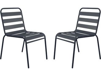 Habitat et Jardin Habitat Et Jardin - Juego De 2 Sillas De Jard&iacute;n Met&aacute;licas Apilables bilbao - Gris