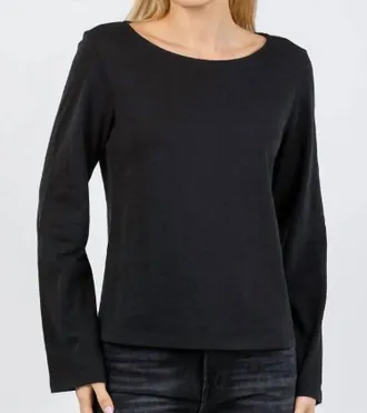 Nation Ltd Tavin Tie Back Long Sleeve Top In Jet Black