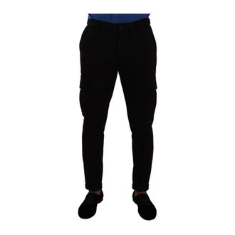 Dolce & Gabbana Slim-fit Trousers, male, Black, Size: M Elegant Black Slim Fit Cargo Pants