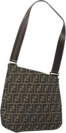 Fendi Pre-owned Shoulder Bags, female, Brown, Size: ONE SIZE Pre-owned Vintage Zucca Canvas Shoulder Bag