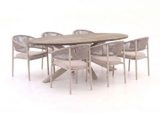 Bellagio la vita attrattiva Bellagio Panaro/ROUGH-Y Ellips 240cm dining tuinset 7-delig stapelbaar