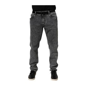 Dolce & Gabbana Straight Fit Jeans, male, Gray, 3XL, Slim Fit Cotton Denim Trousers Jeans