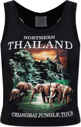 VETEMENTS Top met print - Dames - Tops zonder mouwen - Zwart - M - Katoen - Tops