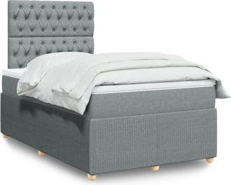 vidaXL Vidaxl - Cama Box Spring Con Colch&oacute;n Tela Gris Claro 120x190 Cm