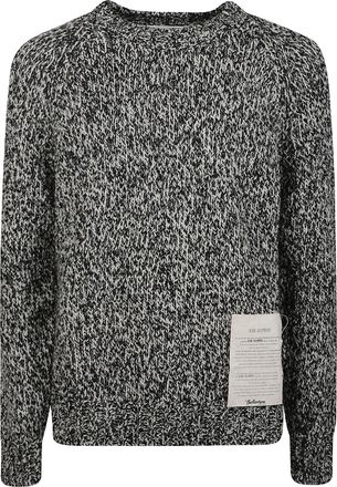 Ballantyne Raw Diamond Marled Black White Knit Sweater