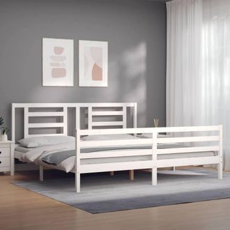 Berkfield Home Beautiful Bed Frame with Headboard White 200x200 cm Solid Wood