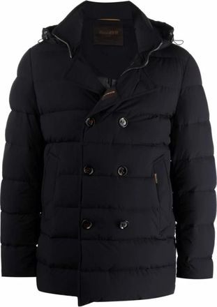Moorer Florio-KN Down Jacket - Heren - Gewatteerde jassen - Blauw - 2XL - Leer - Jassen