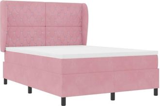 vidaXL Cama Tipo Box Spring Con Colch&oacute;n Rosa 140 X 190 Cm Terciopelo Vidaxl