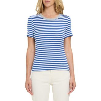 Michael Stars Jenny Stripe Ringer T-Shirt in Blue Ribbon/White/Hag at Nordstrom, Size X-Small