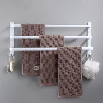 OEM Toallero De Pared, Soporte Para Toallas De Ba&ntilde;o, Estante Para Toallas Con Ganchos, Toallero De Aluminio Para Cocina, Ba&ntilde;o Y Hotel (blanco, 50 Cm) -cre