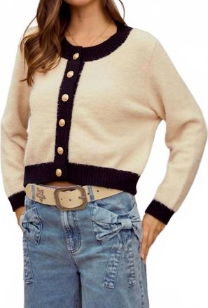 Lovlov Soft Button Down Sweater Cardigan In Ivory Black