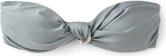Mango Shiny Finish Bandeau Swim Top in Grey at Nordstrom, Size X-Small