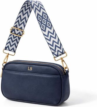 Generic Personalised LOLA Embossed Faux Leather Chevron Cross Body Bag