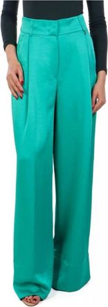 Liu Jo Palazzo Broek - Dames - Wijde Broeken - Groen - 2XL - Polyester - Broeken