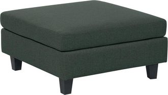 Beliani Modern Fabric Upholstered Ottoman Modular Sofa Element Square Footstool Polyester Padded Dark Green Unstad