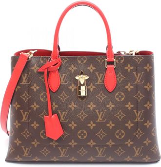 Louis Vuitton Brown Red Color Pvc Monogram Coated Canvas Leather Tote Bag (Pre-Owned)