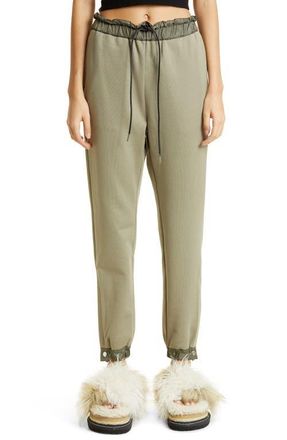 sacai Cotton Jersey Sweatpants in L/Khaki at Nordstrom, Size 2
