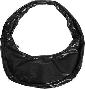 Generic Women Vintage Crossbody Bag Large Capacity Half Moon Tote Bag Solid Color Simple Sling Handbag Female Commute Bag (Black)