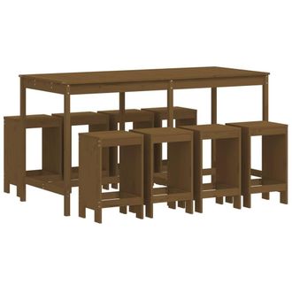 Berkfield Home 9 Piece Garden Bar Set Honey Brown Solid Wood Pine