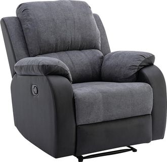 Vente-Unique Sill&oacute;n relax de microfibra y piel sint&eacute;tica gris y negro BRODY