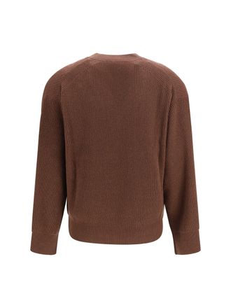 Brunello Cucinelli Ribbed V-Neck Cashmere Sweater - Brown