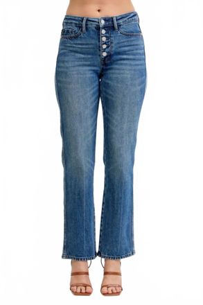 Judy Blue Reese Mid Rise Slim Straight Leg Jeans In Blue