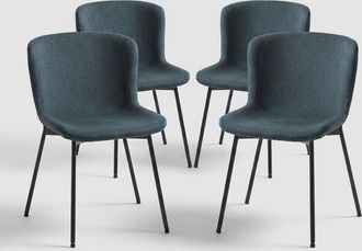 Oresteluchetta Set 4 Sedie Imbottite In Tessuto Con Gambe Metallo Rann - Blu