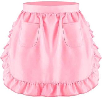 OEM Delantal De Doble Cintura, Delantal De Cocina Con Volantes, Delantal De Sirvienta Resistente - Rosa