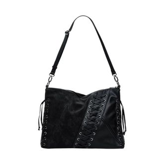Desigual Shoulder Bags, female, Black, ONE SIZE, Black Women Handbag with Tango Patch
