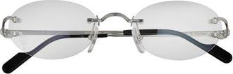 Cartier 52mm Oval Optical Glasses in Silver at Nordstrom