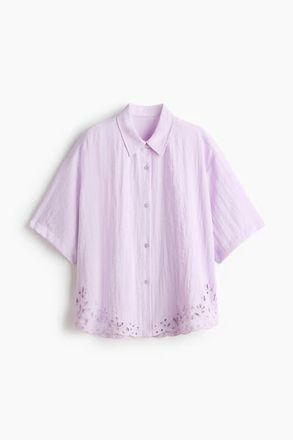 H&M Broderie Anglaise Beach Shirt in Light Purple at Nordstrom, Size X-Large