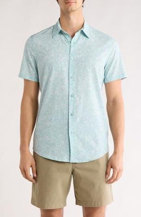 14th & Union Sprigs Short Sleeve Performance Button-Up Shirt in Blue Mini Sprigs at Nordstrom Rack, Size Xx-Large