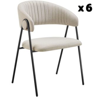 TecTake 6 sillas de comedor de tejido acolchado 60 x 58 x 85 cm beige/gris