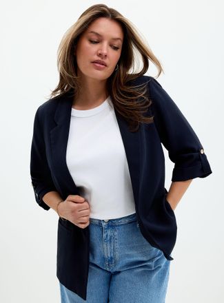 Contemporaine Womens Lightweight crepe open casual jacket