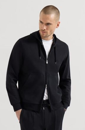 Brunello Cucinelli Hooded zip-up sweatshirt in Black at Nordstrom, Size Xxx-Large Eu
