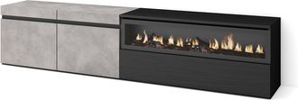 Skraut Home Skraut Home - Mueble Tv, Televisi&oacute;n, Muebles De Sal&oacute;n, Almacenaje, 200x45x35cm, Para Tv Hasta 80, Chimenea El&eacute;ctrica, Estilo Moderno, Gris Cemento